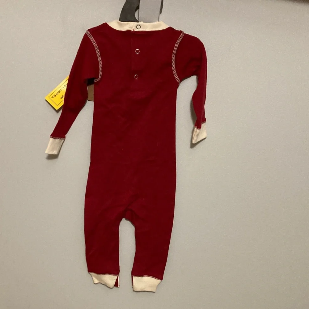 Lazy One 6 Month Christmas With the Herd Infant Union Suit Red Reindeer Pajamas